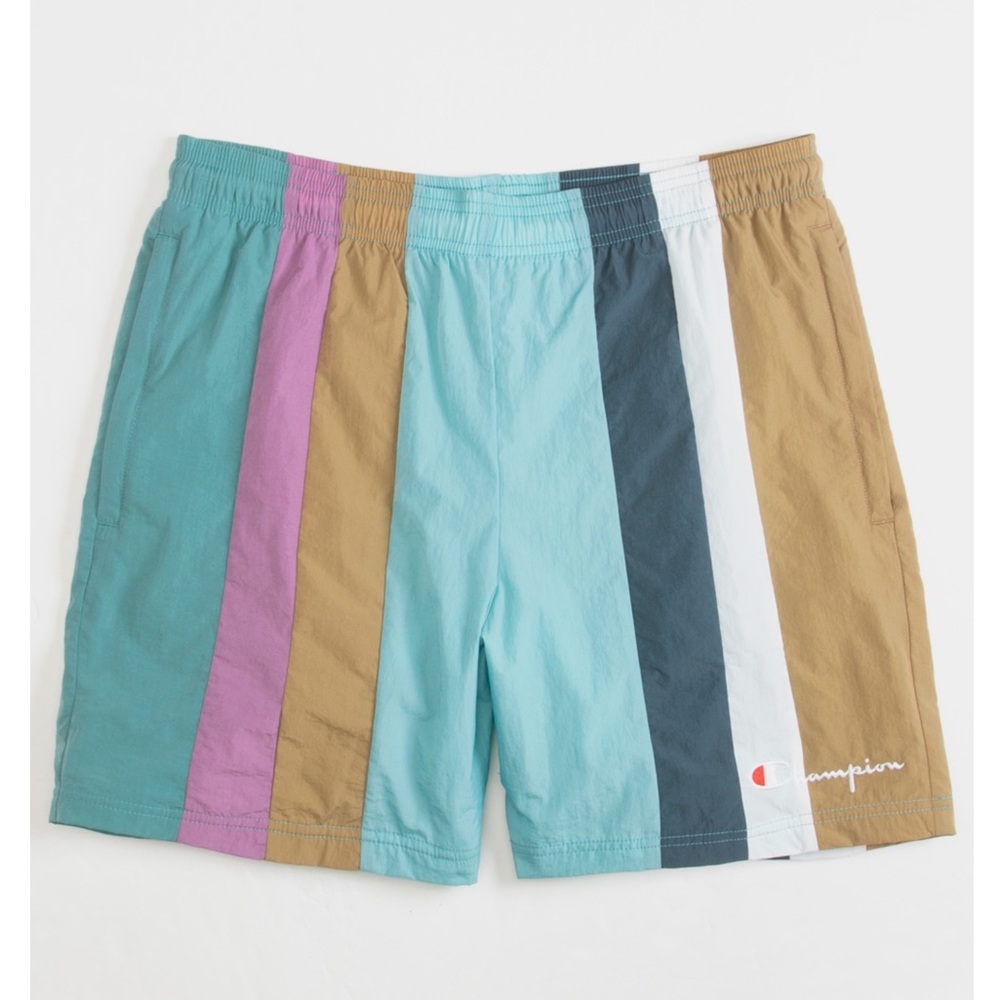 CHAMPION Nylon Stripe Mens Volley Shorts Size Large NWT MSRP: $50
